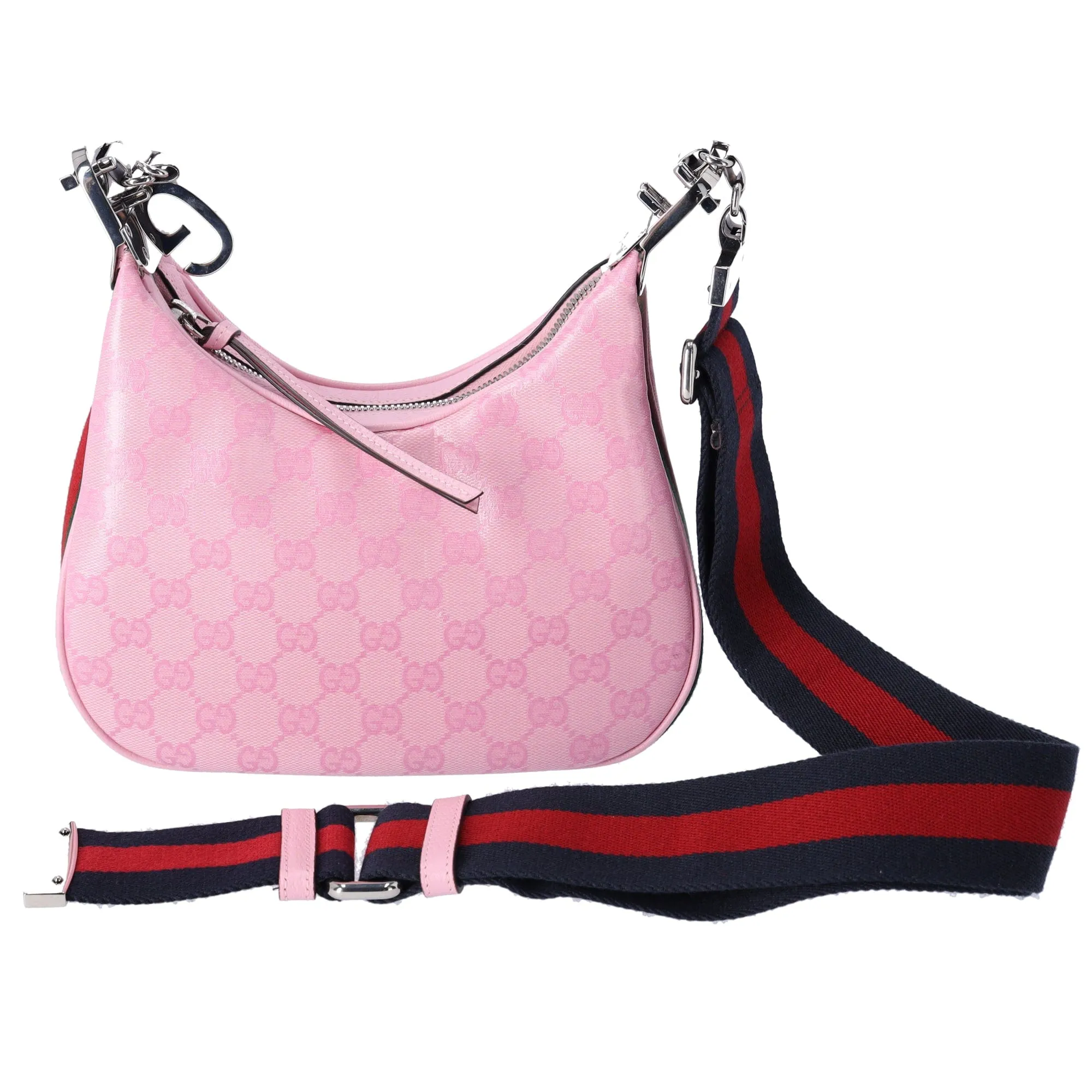 GUCCI Attache Small Shoulder Bag 699409 Pink GG Multicolor Strap