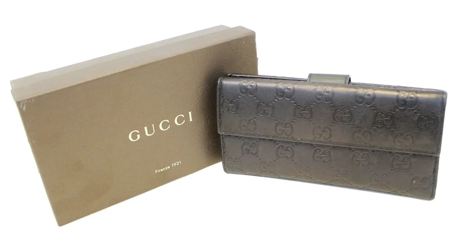 GUCCI Black Guccissima Leather Long Wallet
