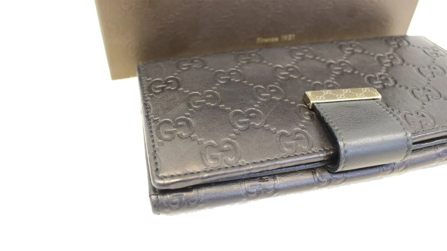 GUCCI Black Guccissima Leather Long Wallet
