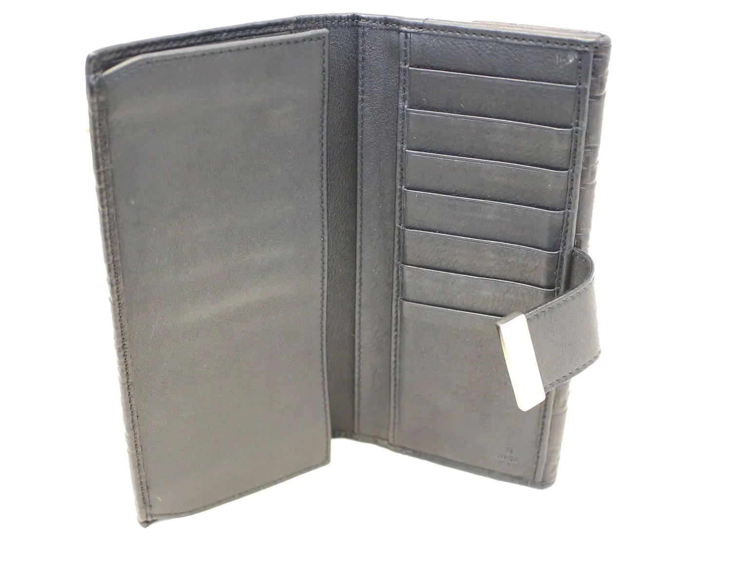 GUCCI Black Guccissima Leather Long Wallet