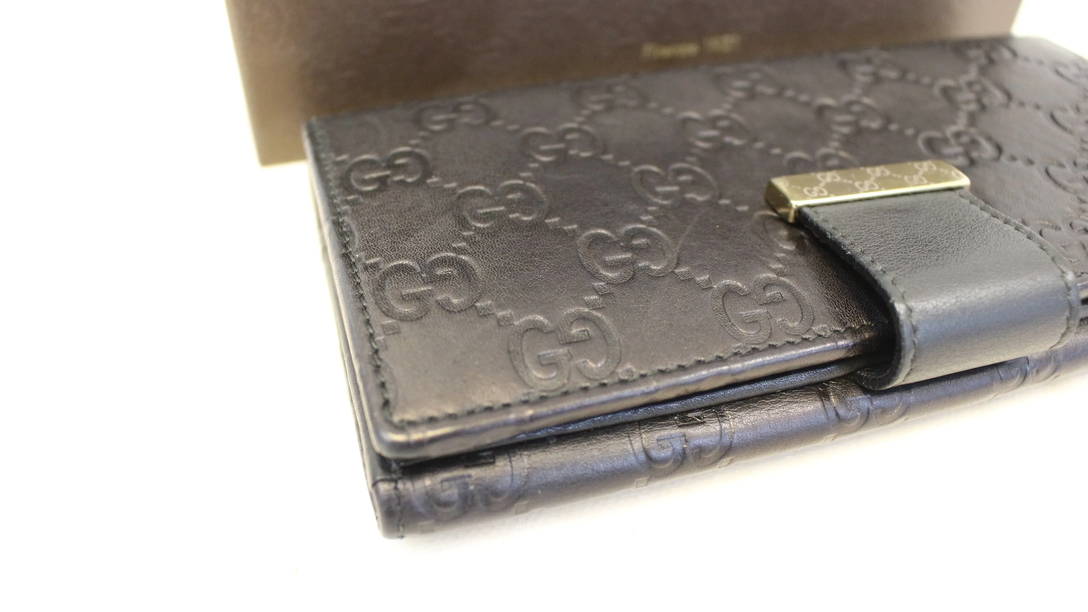 GUCCI Black Guccissima Leather Long Wallet