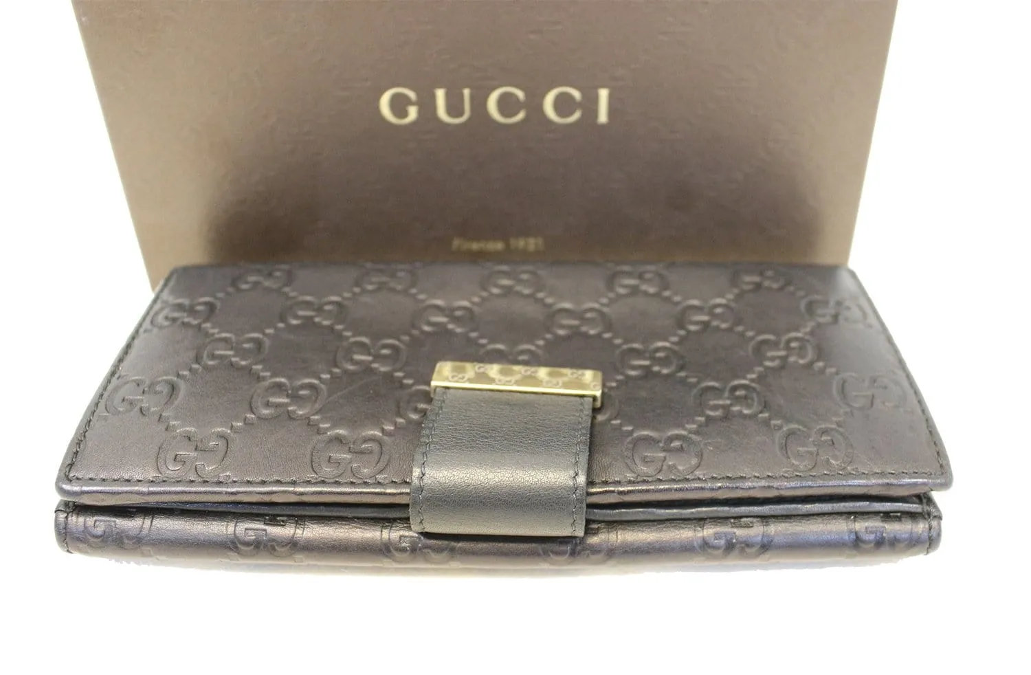 GUCCI Black Guccissima Leather Long Wallet