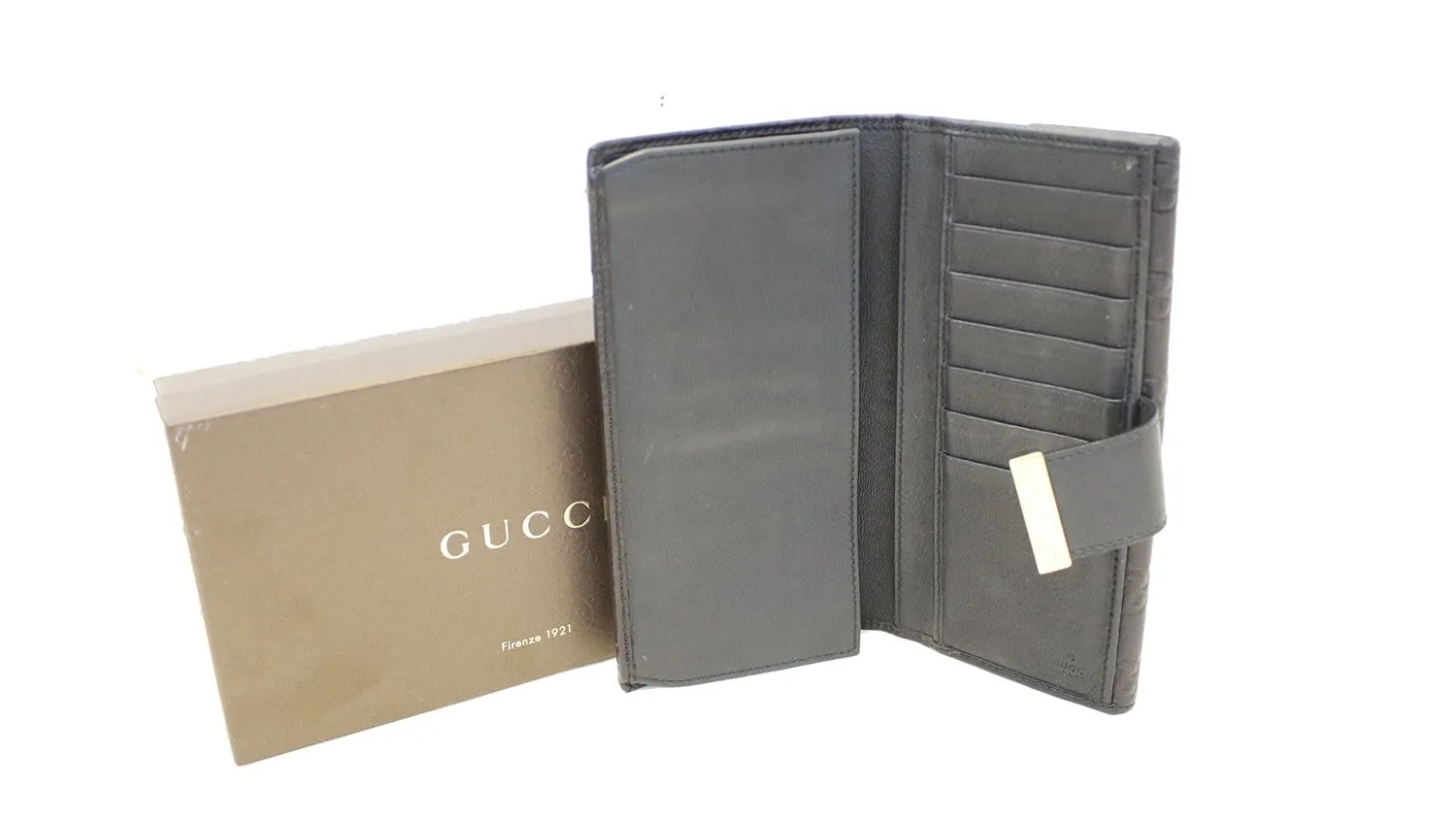 GUCCI Black Guccissima Leather Long Wallet
