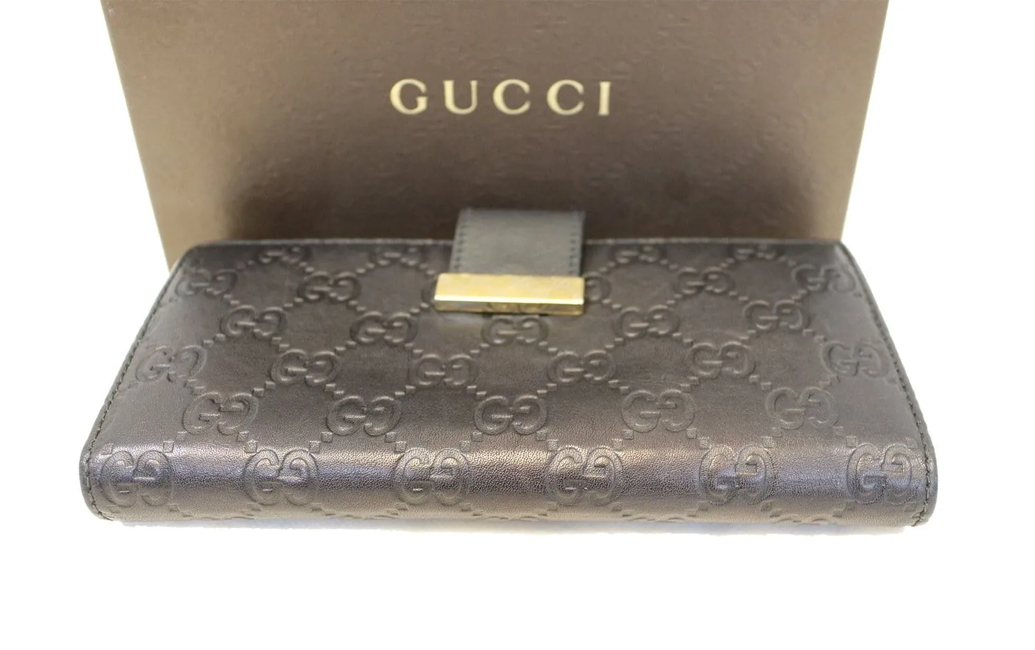 GUCCI Black Guccissima Leather Long Wallet