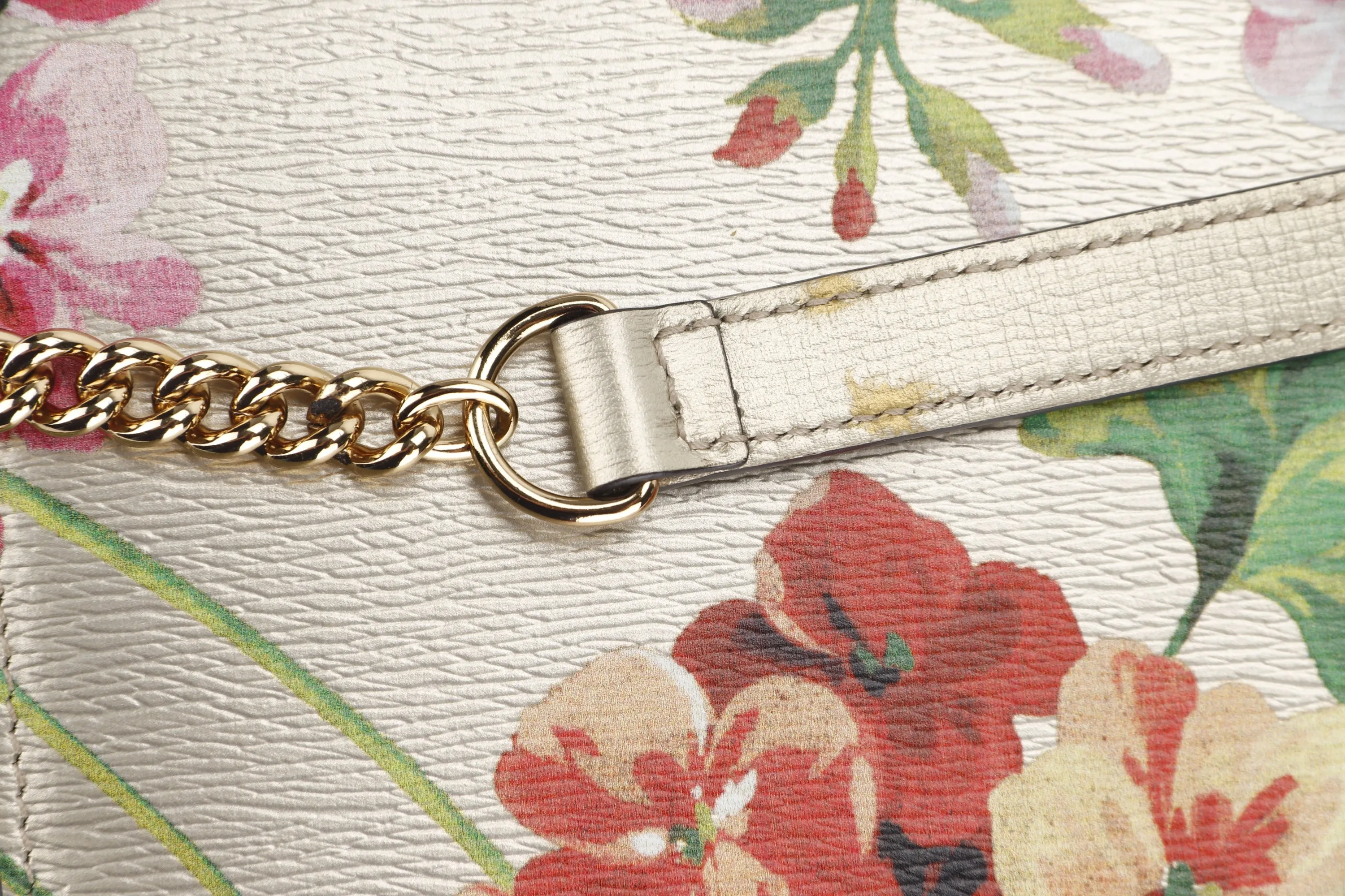 GUCCI BLOOM CHAIN WALLET (410114 493075) METALLIC GOLD LEATHER GOLD HARDWARE, NO DUST COVER & BOX