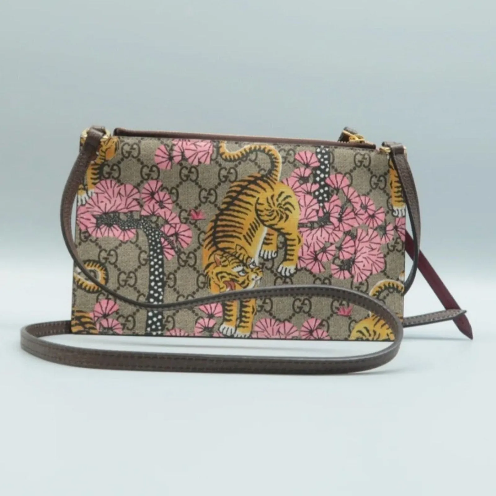 GUCCI Brown W/P Canvas Shoulder Bag