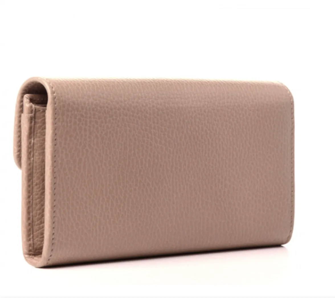 GUCCI Dollar Calfskin Interlocking G Continental Wallet in Antique Pink