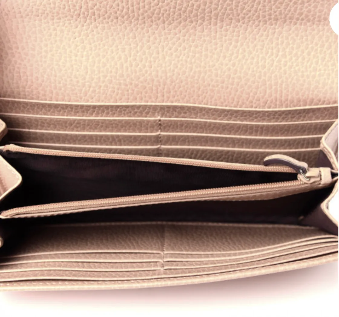 GUCCI Dollar Calfskin Interlocking G Continental Wallet in Antique Pink