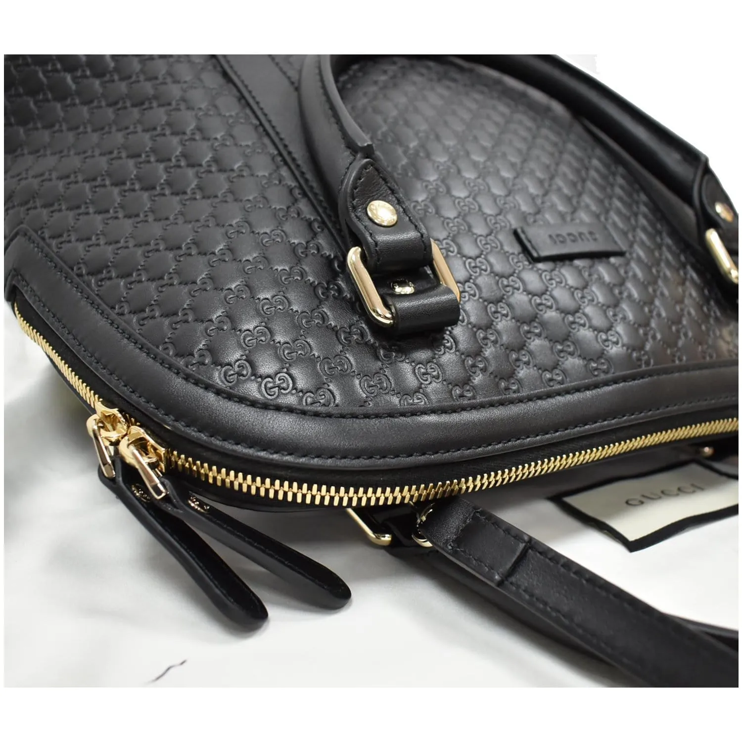 GUCCI Dome Medium Microguccissima Leather Shoulder Bag Black 449663