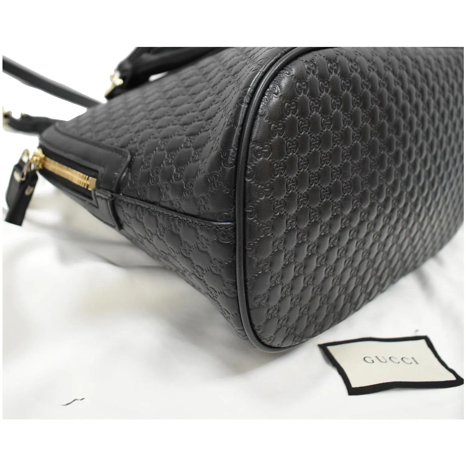 GUCCI Dome Medium Microguccissima Leather Shoulder Bag Black 449663