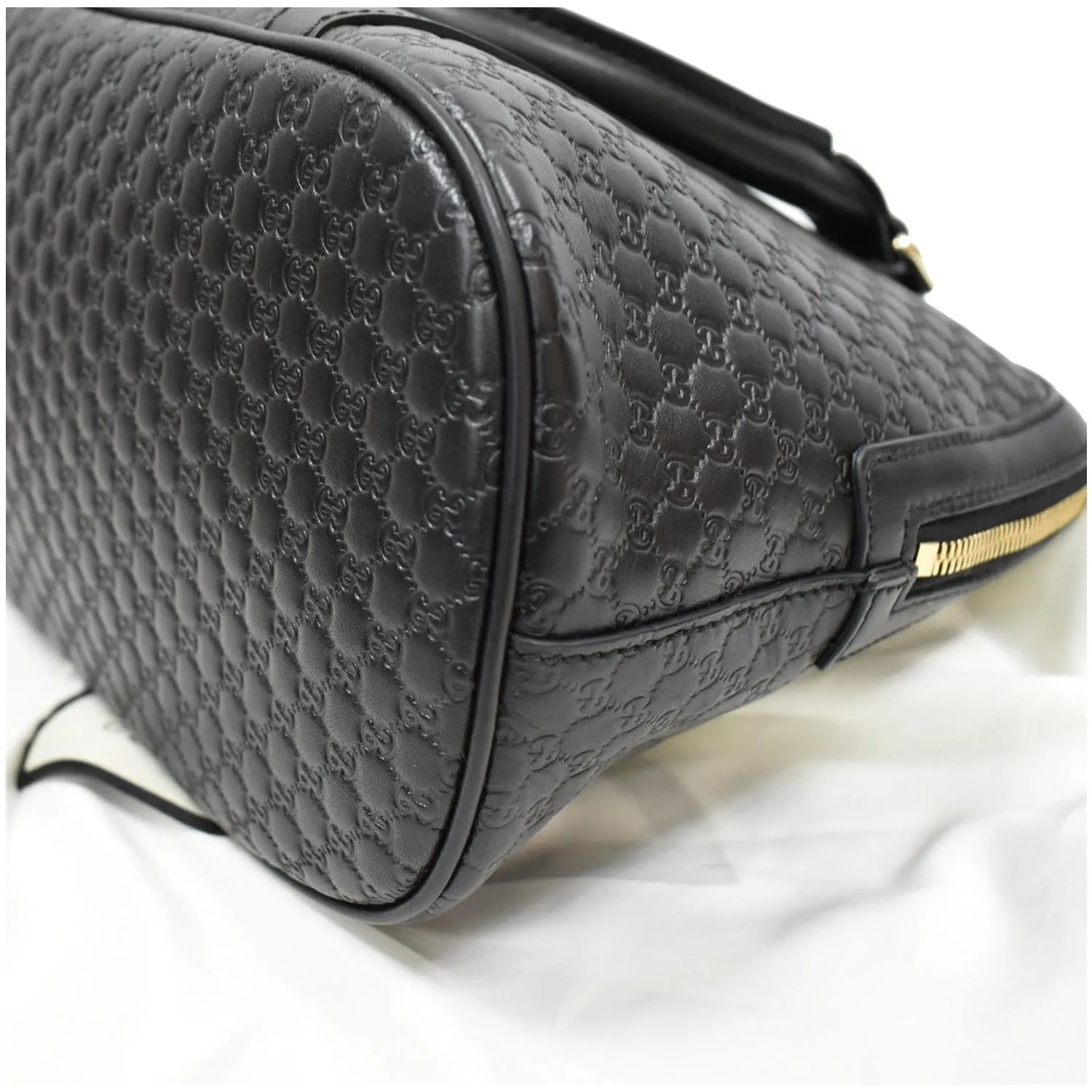 GUCCI Dome Medium Microguccissima Leather Shoulder Bag Black 449663