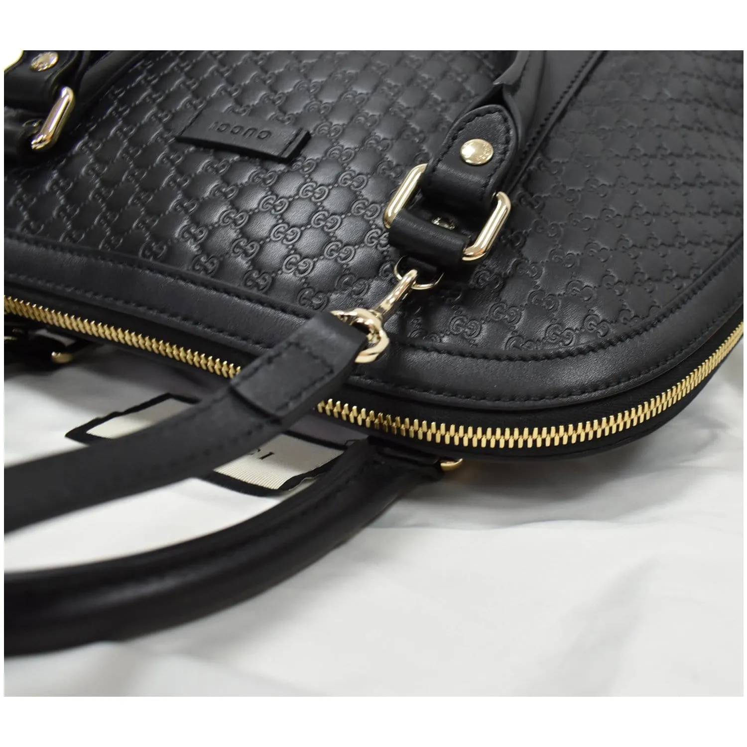GUCCI Dome Medium Microguccissima Leather Shoulder Bag Black 449663