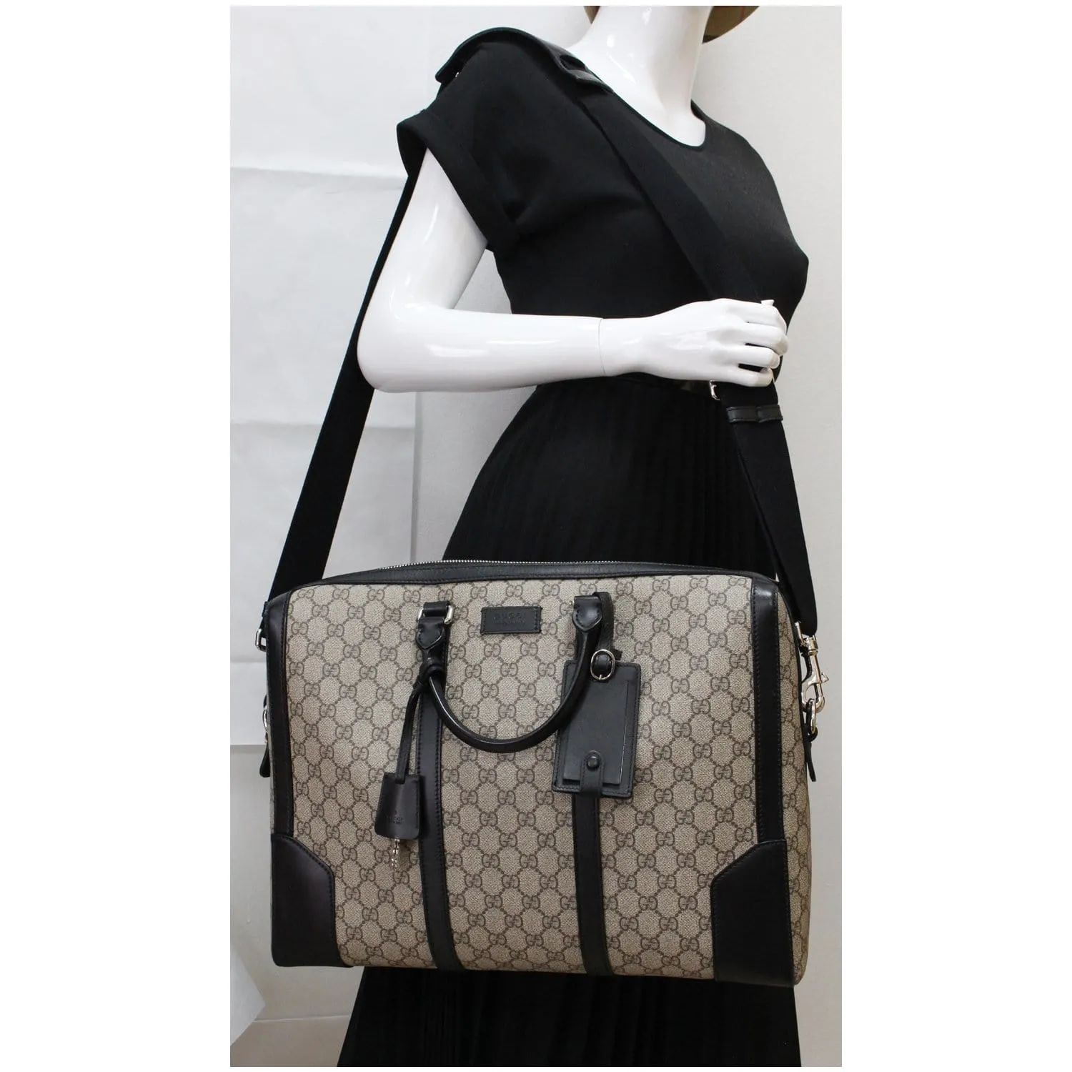 GUCCI Eden GG Supreme Canvas Briefcase Bag Beige 406384