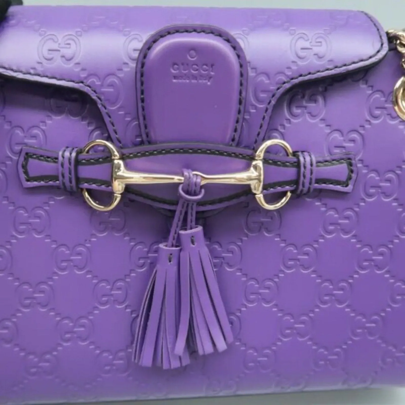 GUCCI Emily Purple GG Leather Shoulder Bag