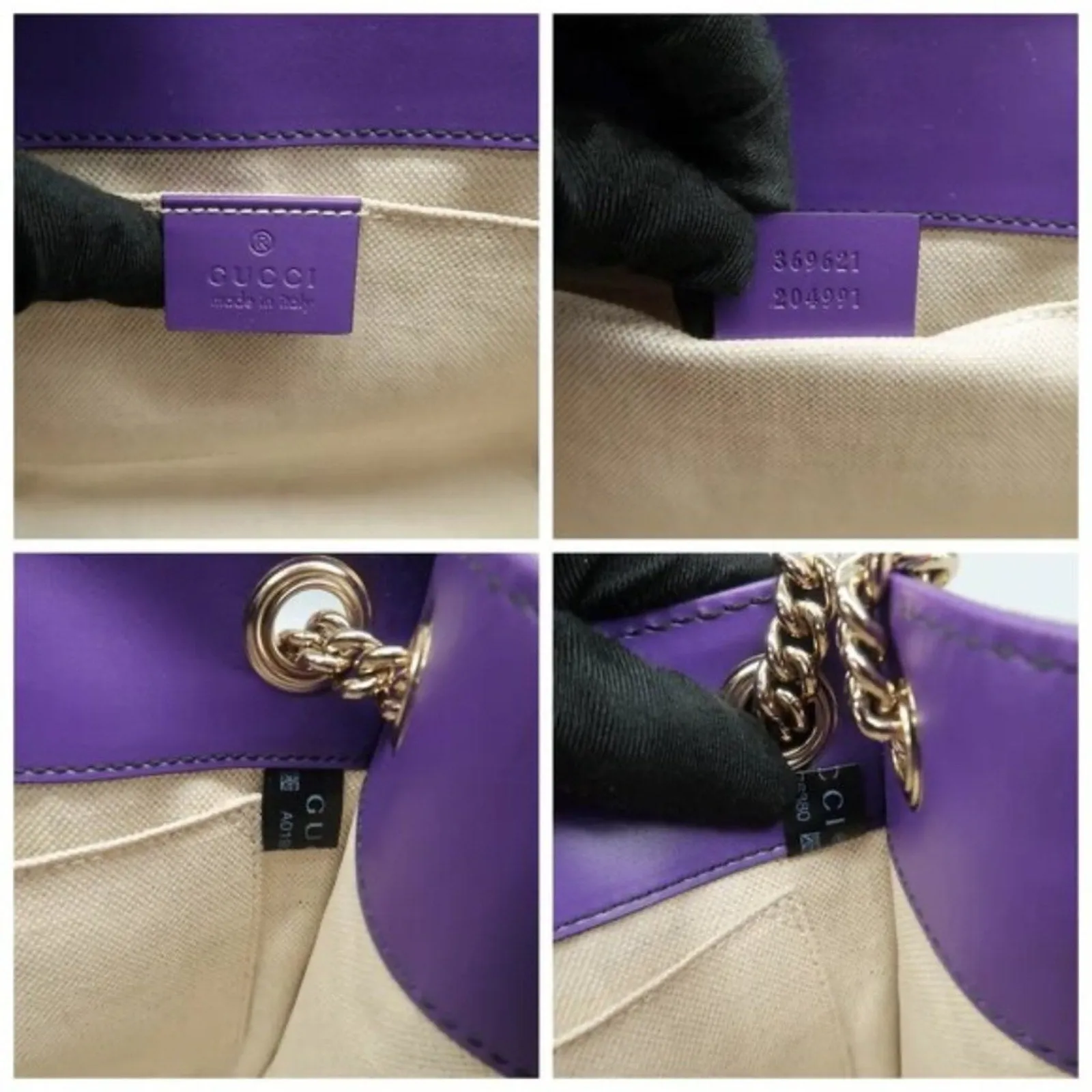 GUCCI Emily Purple GG Leather Shoulder Bag
