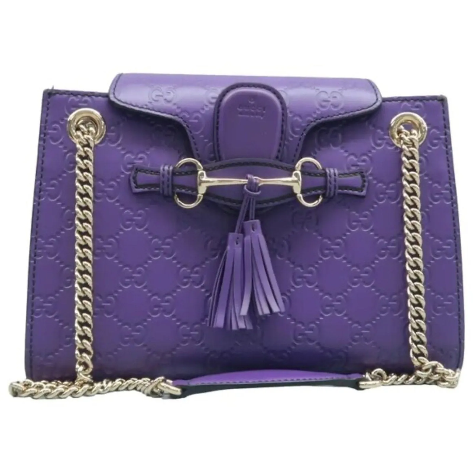 GUCCI Emily Purple GG Leather Shoulder Bag