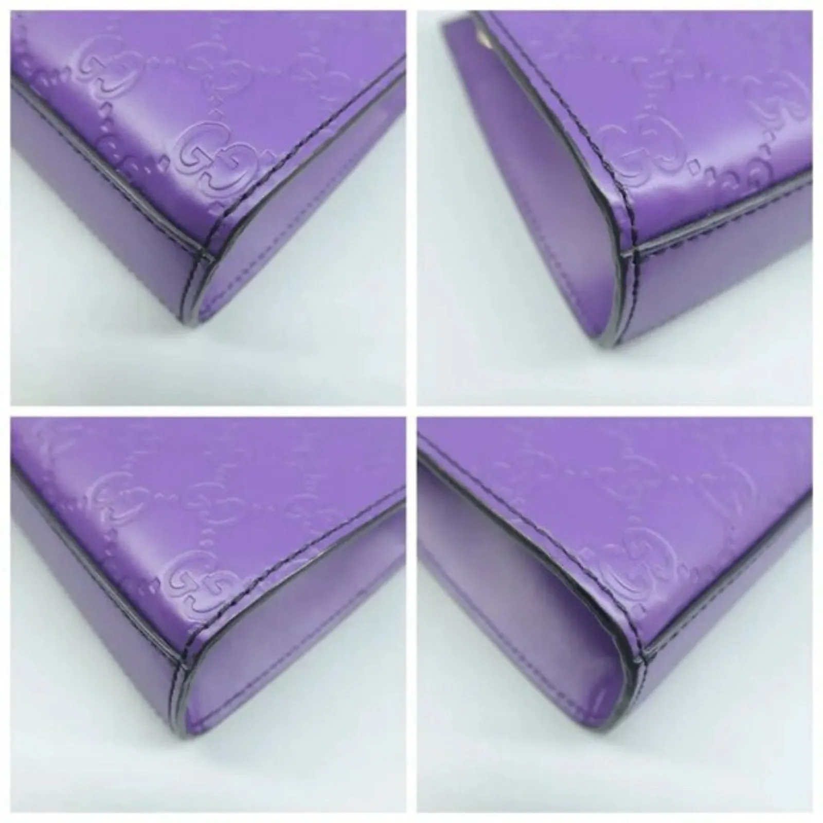 GUCCI Emily Purple GG Leather Shoulder Bag