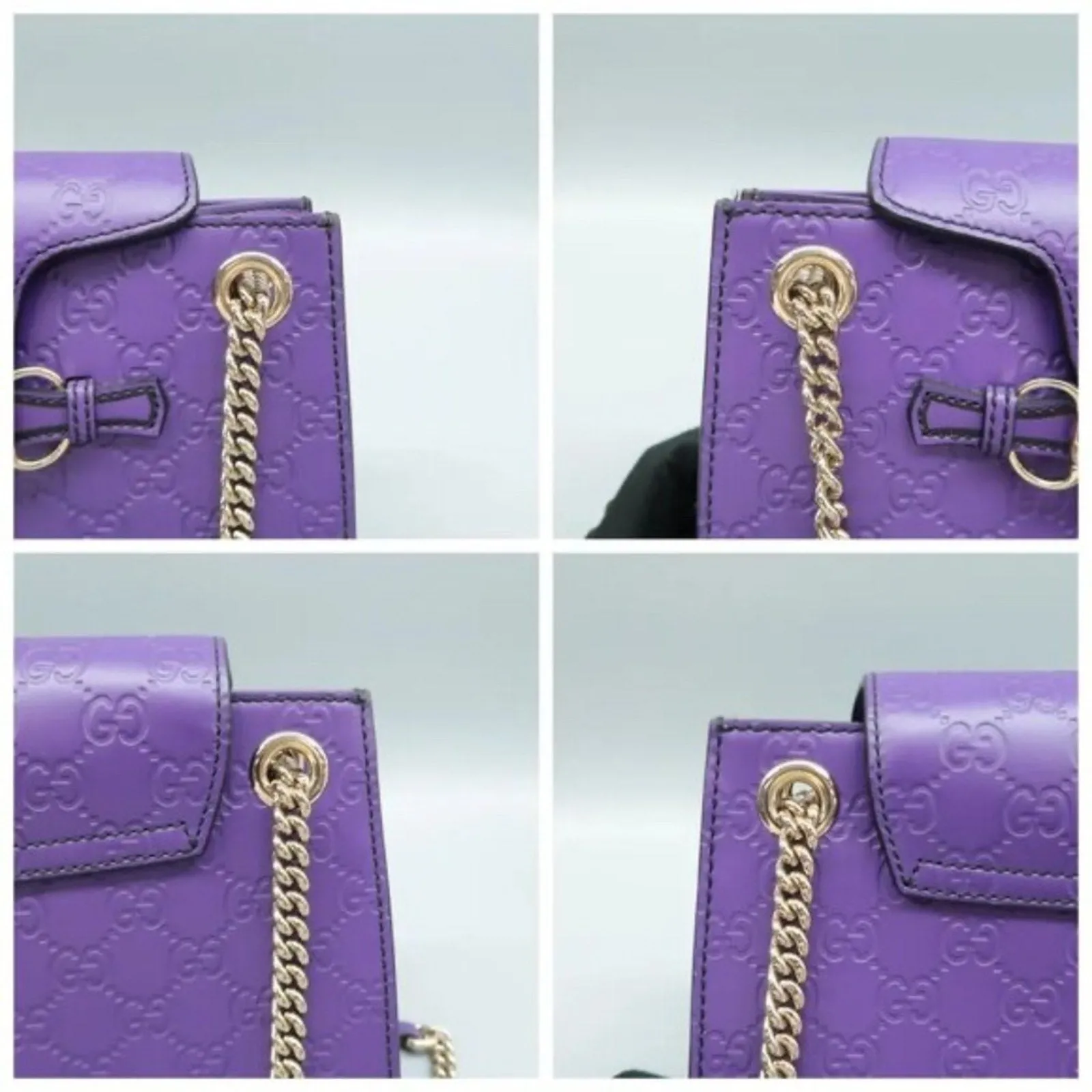 GUCCI Emily Purple GG Leather Shoulder Bag