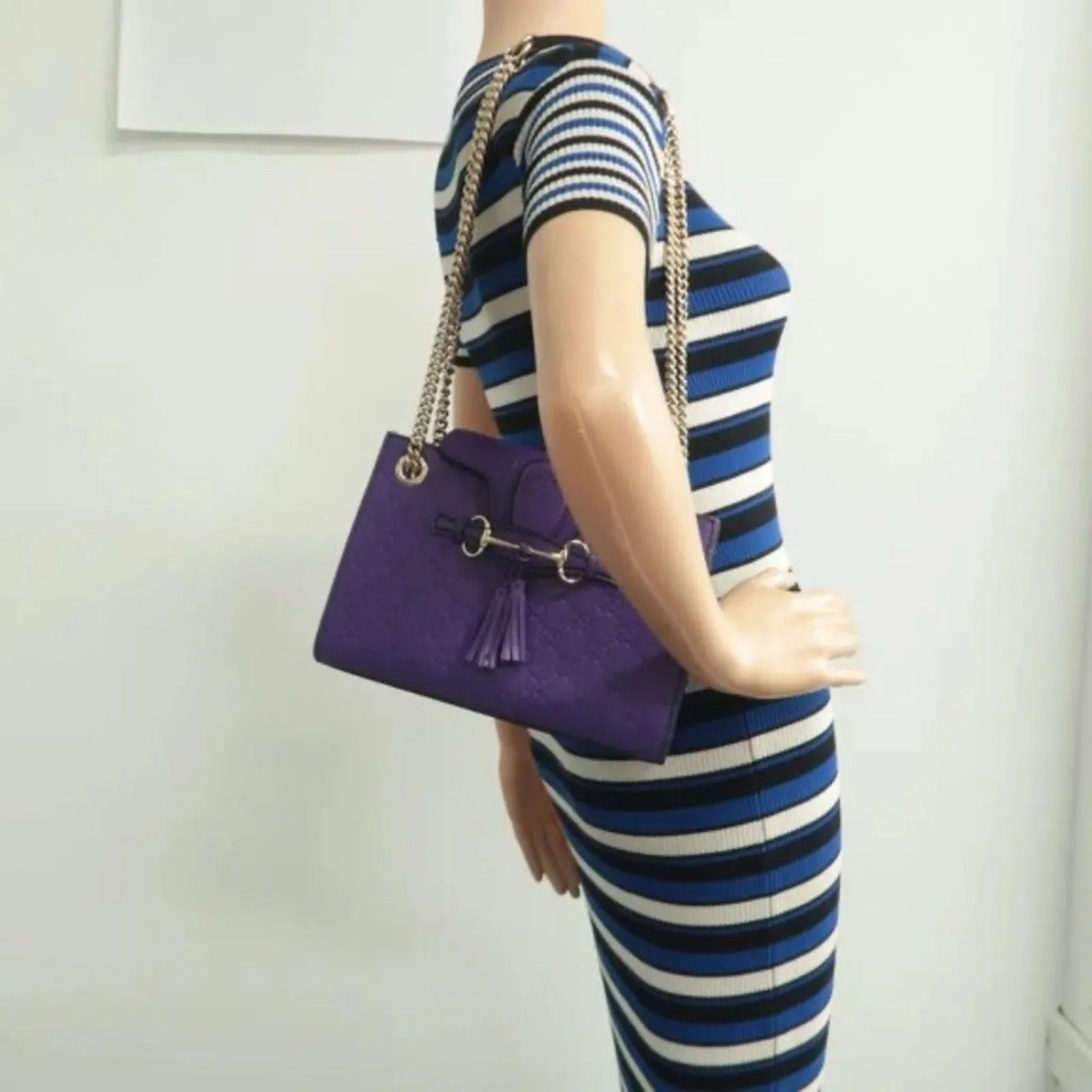GUCCI Emily Purple GG Leather Shoulder Bag