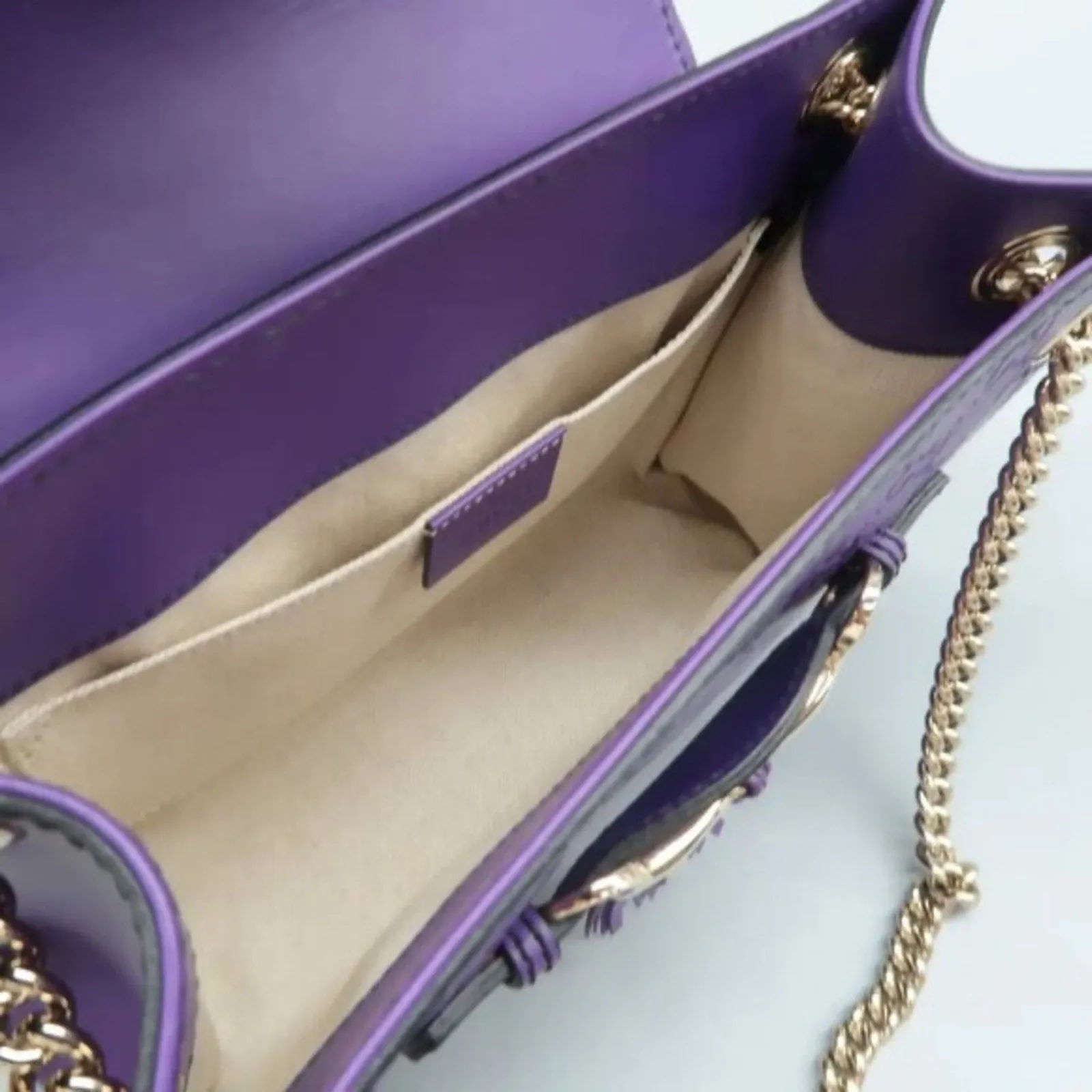 GUCCI Emily Purple GG Leather Shoulder Bag