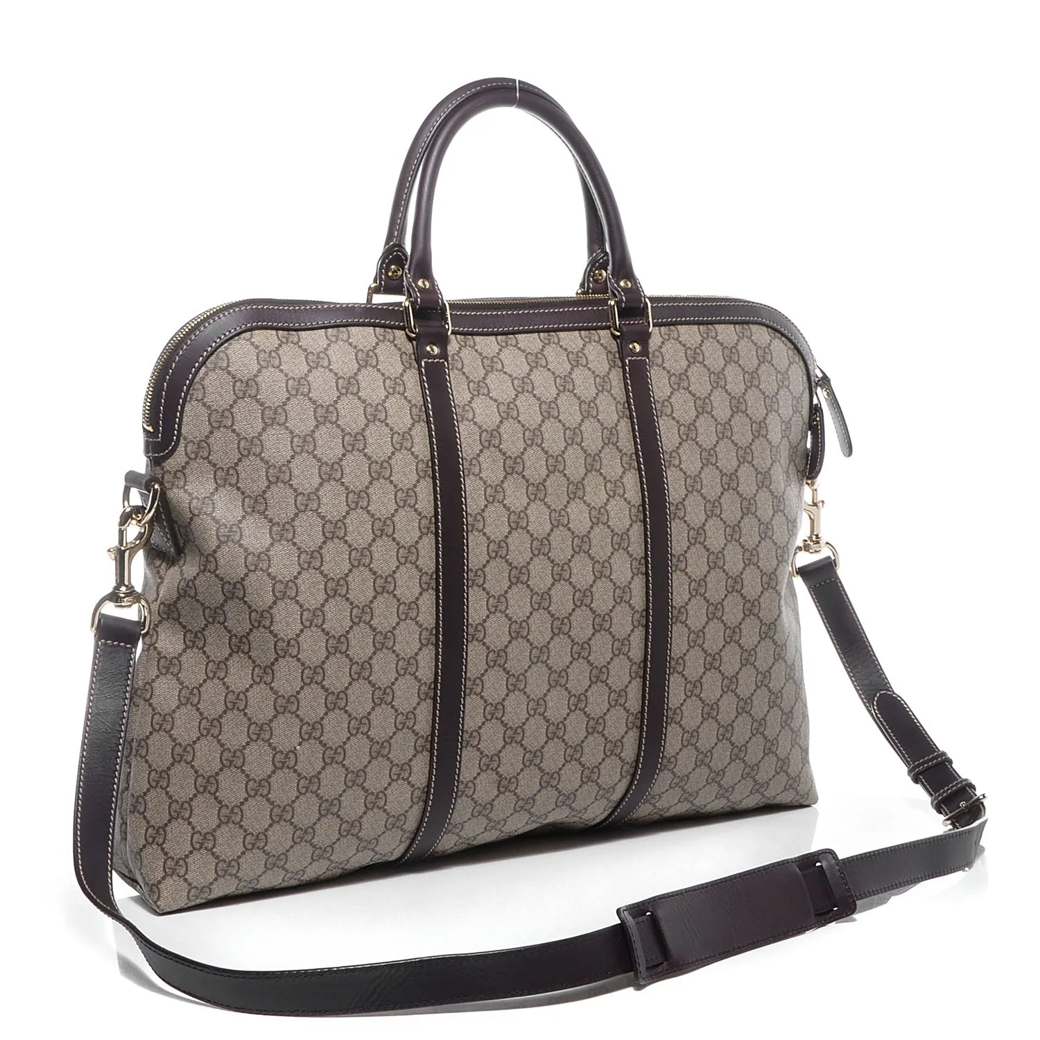 Gucci GG Plus Cuoio Minerva Monogram Briefcase in Cocoa