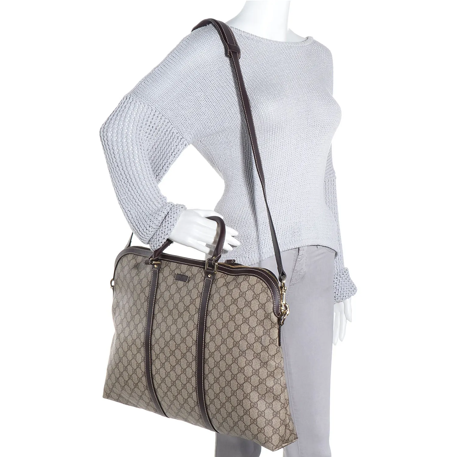Gucci GG Plus Cuoio Minerva Monogram Briefcase in Cocoa
