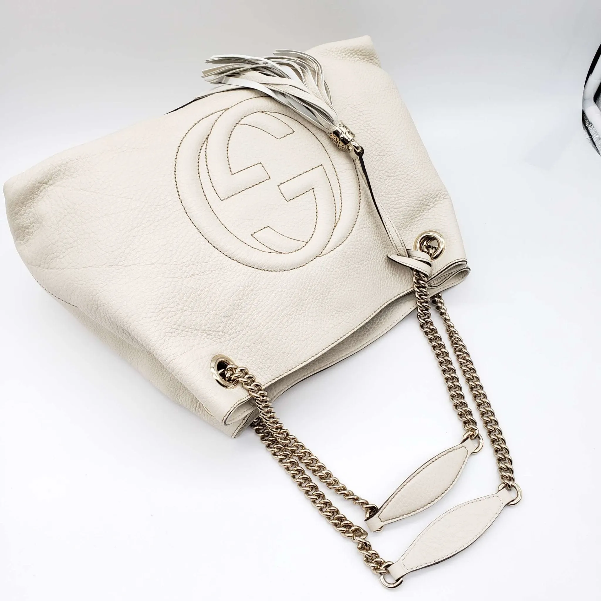 Gucci GG Soho on Chain Medium White Shoulder Bag