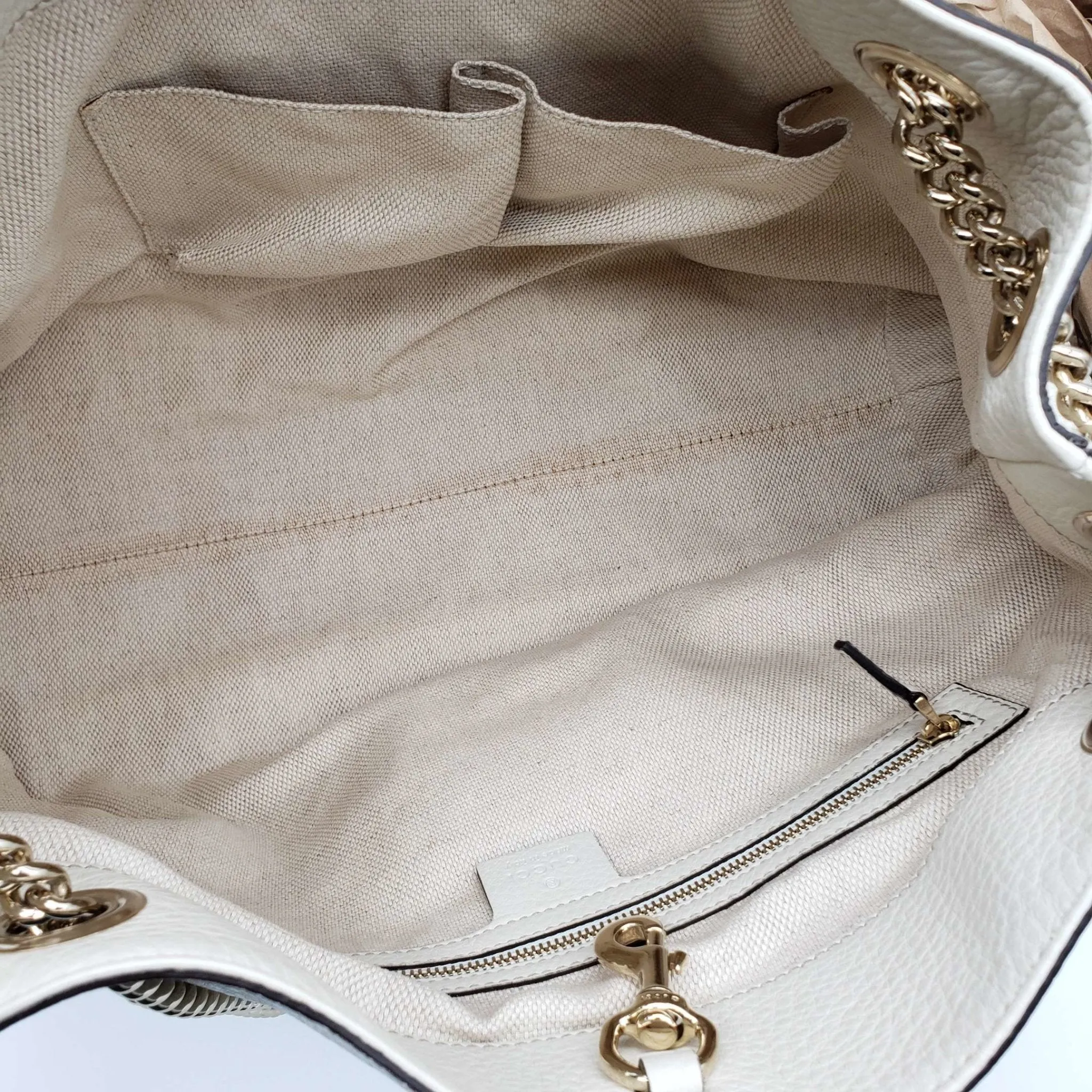 Gucci GG Soho on Chain Medium White Shoulder Bag