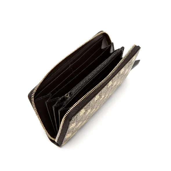 Gucci GG Supreme Bees Zip Around Wallet in Beige