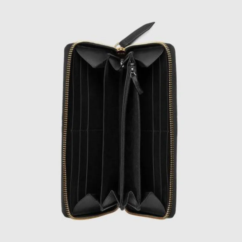 Gucci GG Supreme Bees Zip Around Wallet in Beige