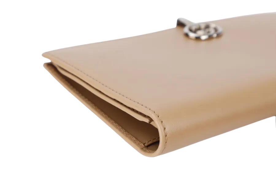 GUCCI INTERLOCKING LONG WALLET BEIGE CALF LEATHER BOX NO DUST COVER