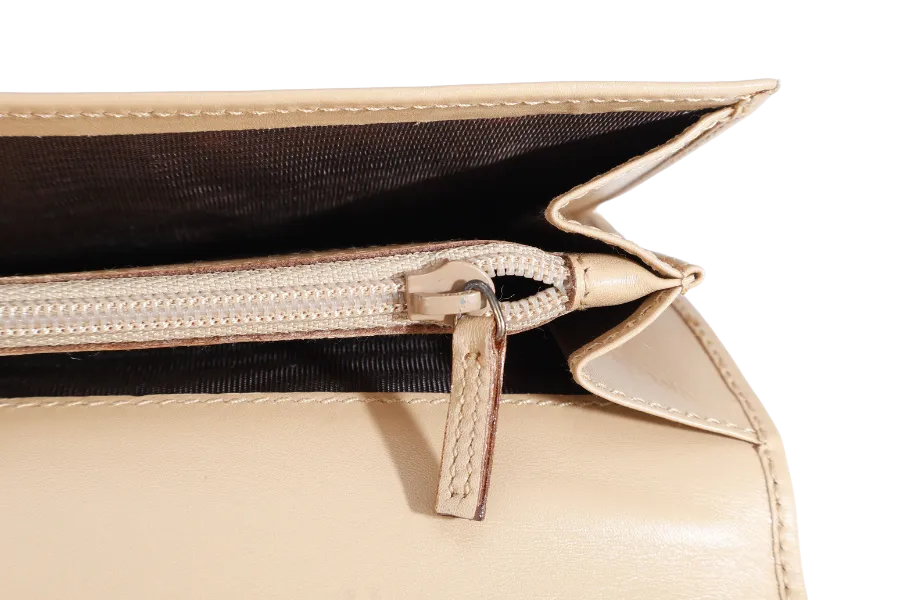 GUCCI INTERLOCKING LONG WALLET BEIGE CALF LEATHER BOX NO DUST COVER