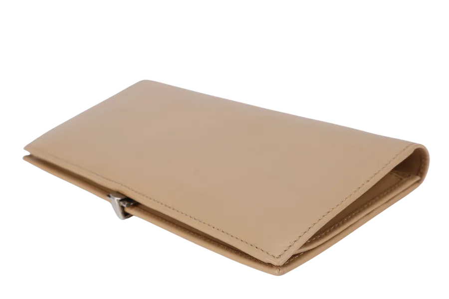 GUCCI INTERLOCKING LONG WALLET BEIGE CALF LEATHER BOX NO DUST COVER
