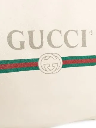 Gucci Logo-Print Drawstring Backpack in White