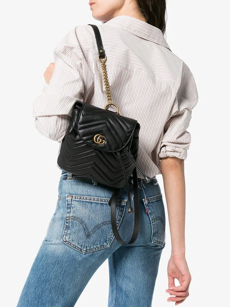 Gucci Marmont Quilted Leather Backpack in Black