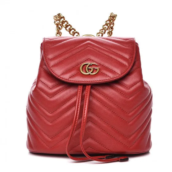 Gucci Marmont Quilted Leather Backpack in Red