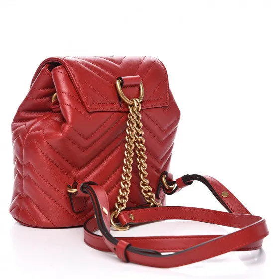 Gucci Marmont Quilted Leather Backpack in Red