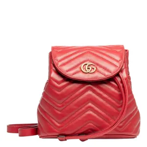 Gucci Marmont Quilted Leather Backpack in Red