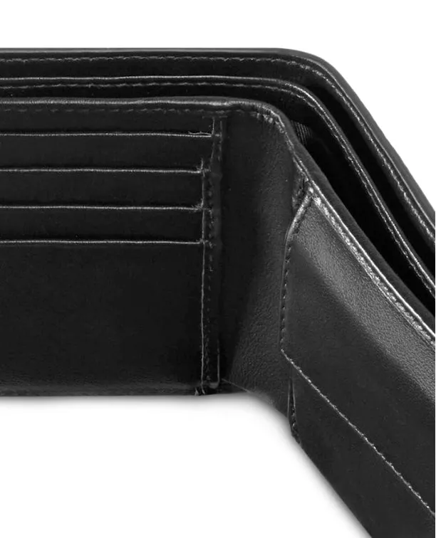 Gucci Mini Print Logo Leather Wallet With Coin Pocket in Black