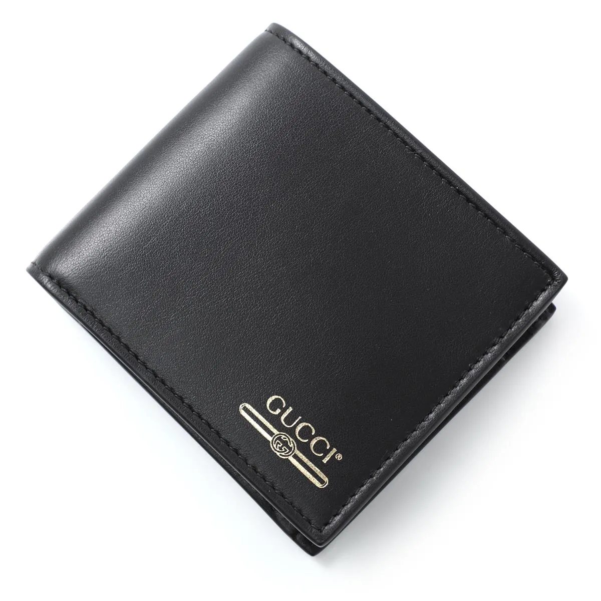 Gucci Mini Print Logo Leather Wallet With Coin Pocket in Black