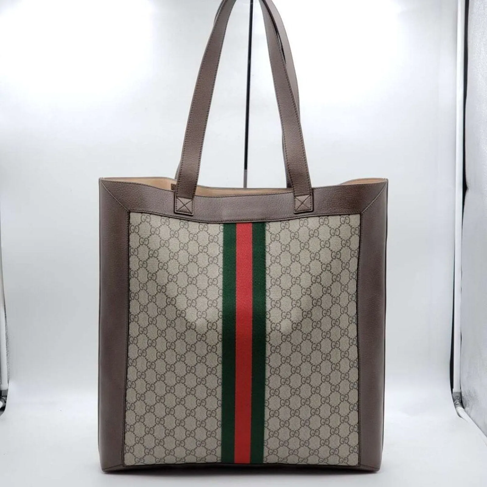 GUCCI Ophidia Brown Canvas Shoulder Bag