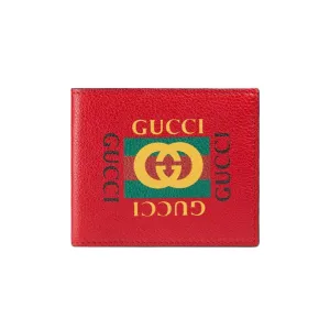 Gucci Print Leather Mini Bi-fold Wallet in Red