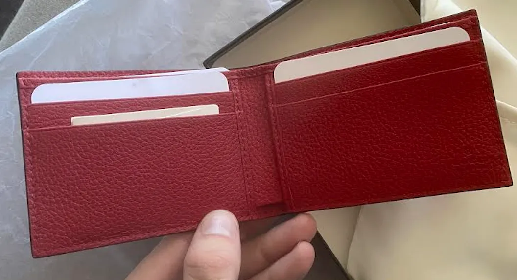 Gucci Print Leather Mini Bi-fold Wallet in Red