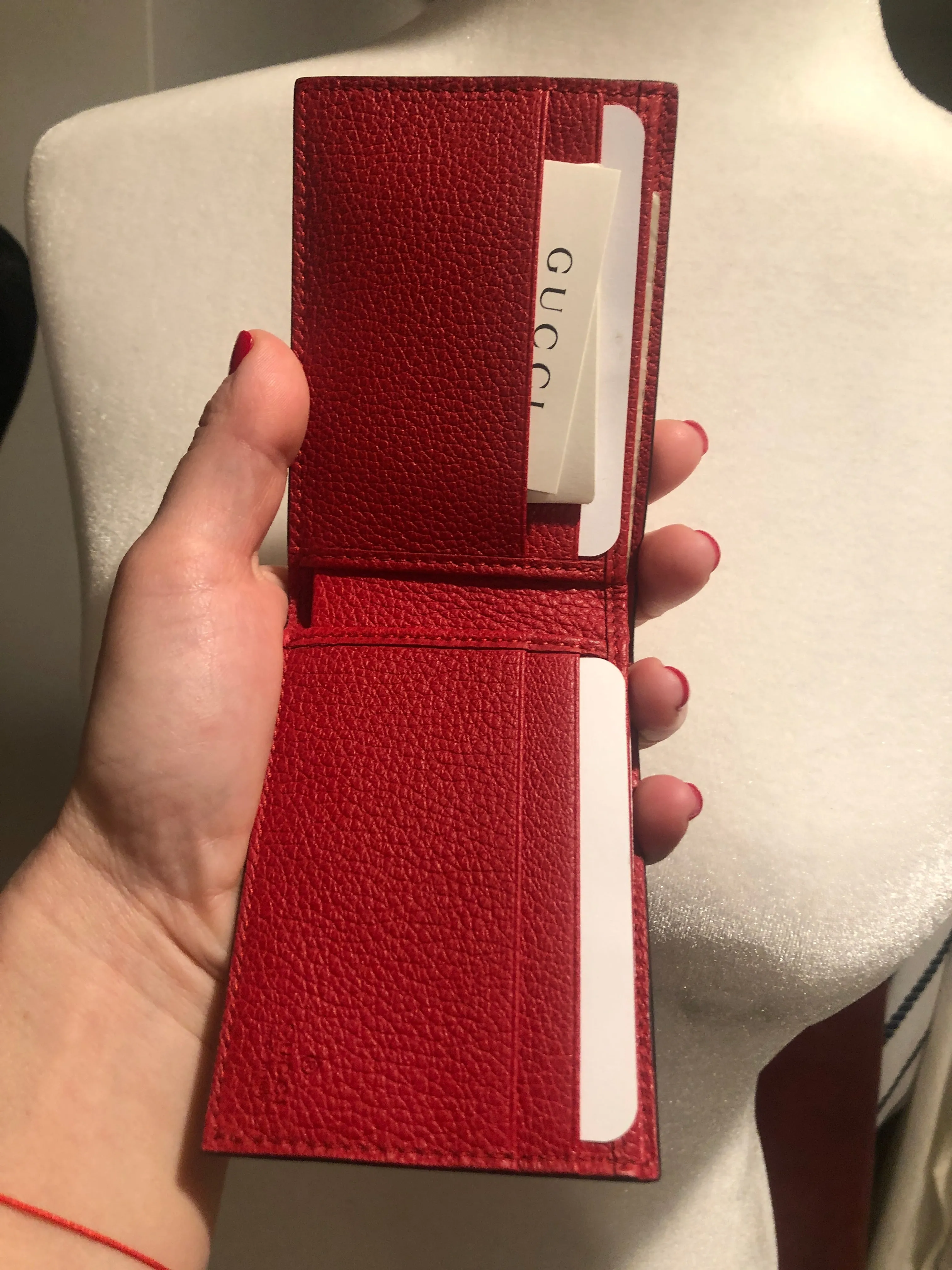 Gucci Print Leather Mini Bi-fold Wallet in Red