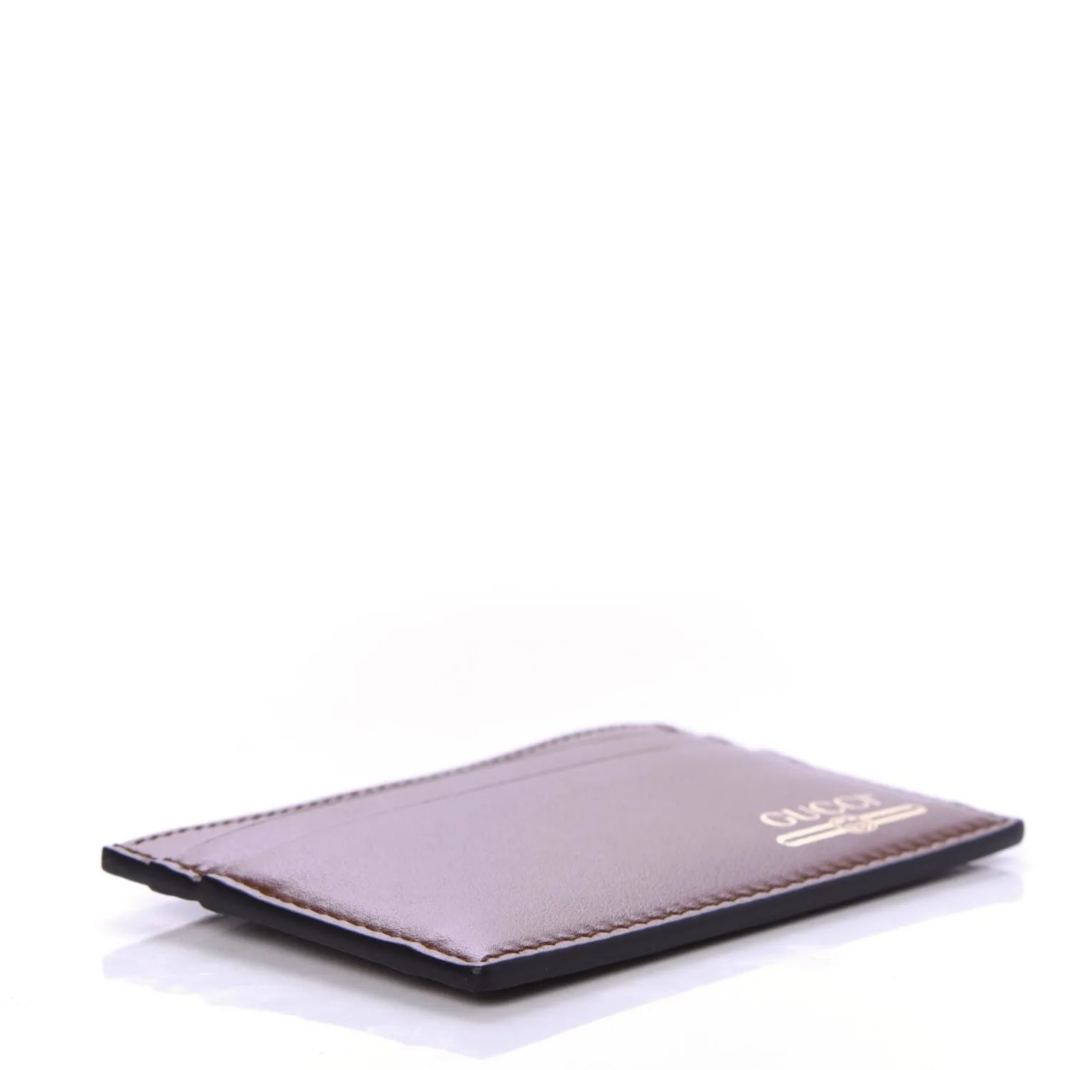 Gucci Print Logo Leather Cardholder in Brown