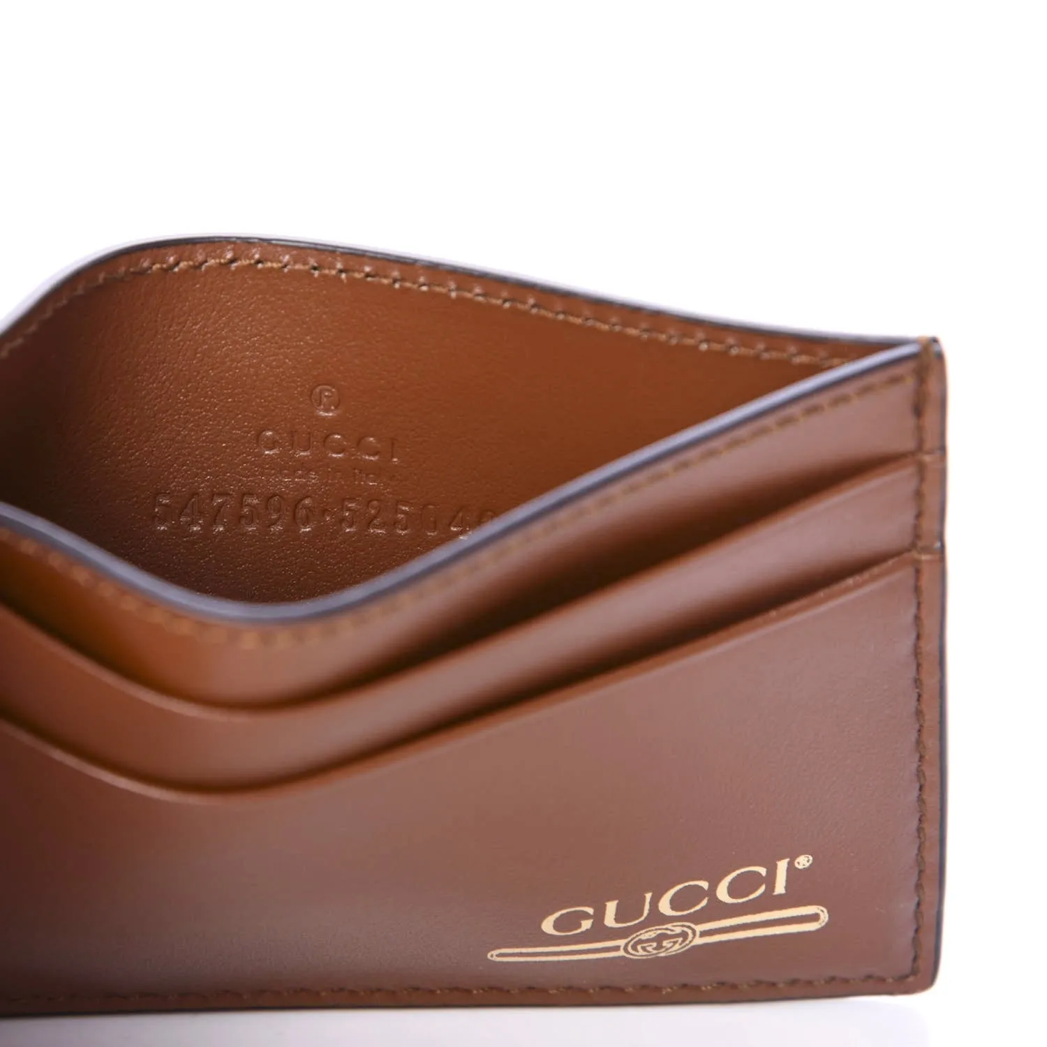 Gucci Print Logo Leather Cardholder in Brown