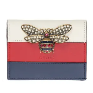 Gucci Queen Margaret Card Case in White, Blue, and Red