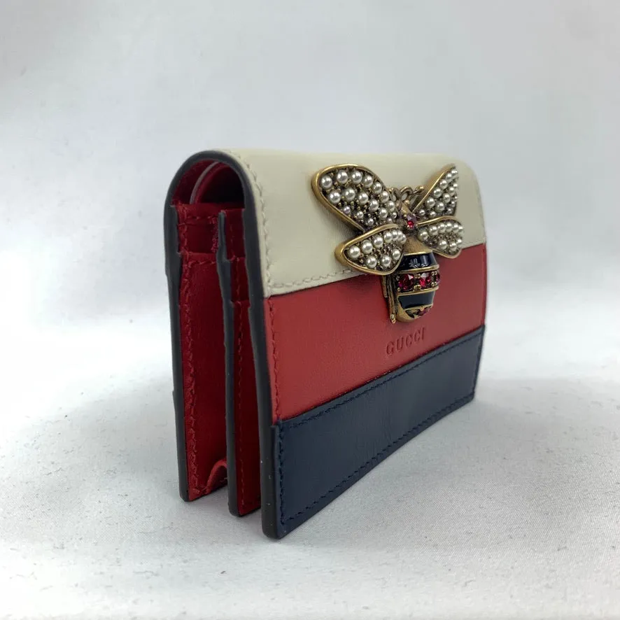 Gucci Queen Margaret Card Case in White, Blue, and Red