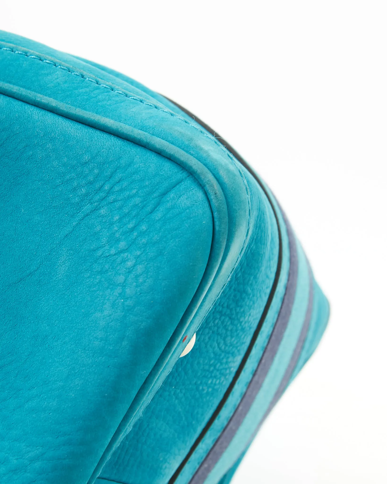 Gucci Teal Blue Suede Web Boston Bag