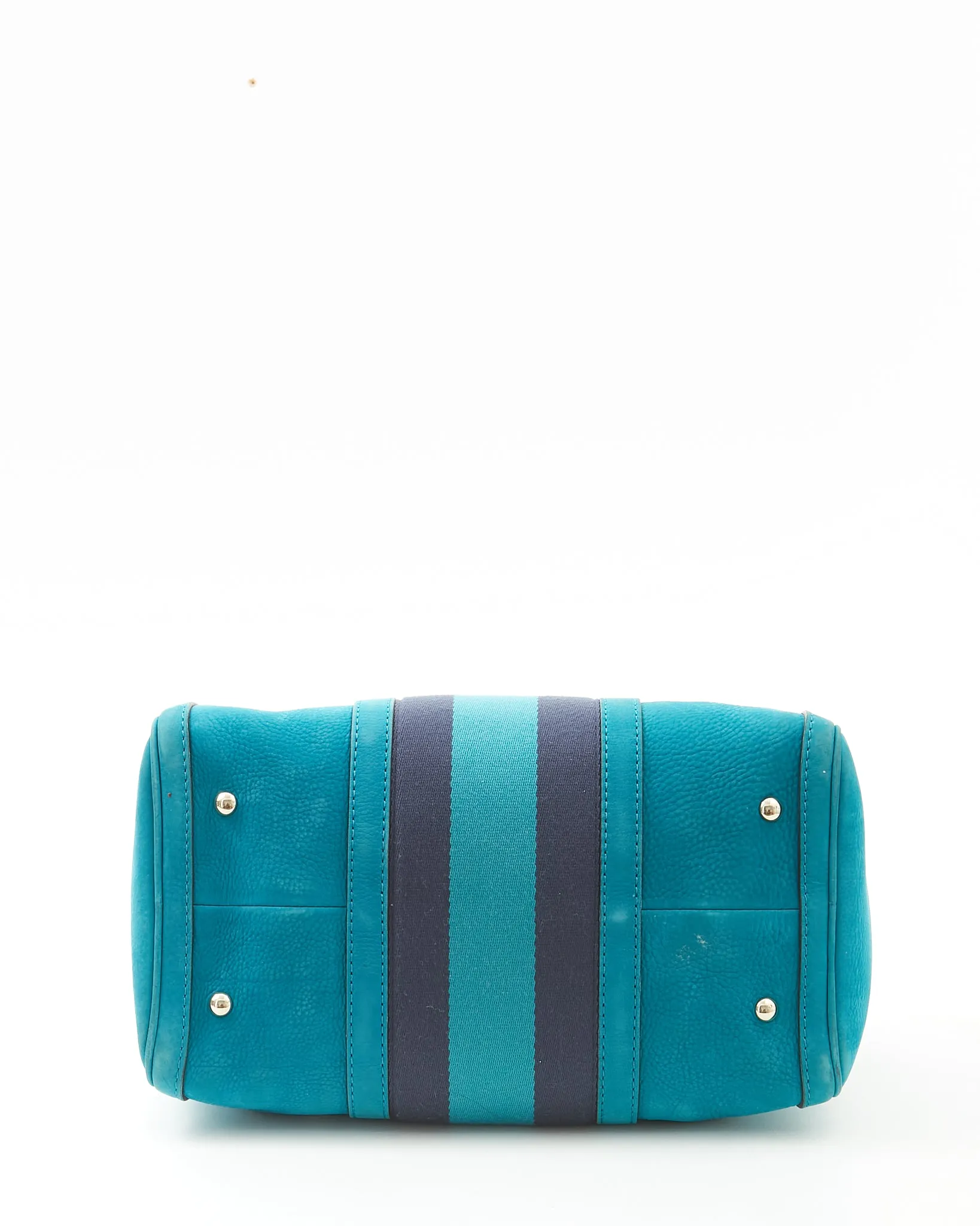 Gucci Teal Blue Suede Web Boston Bag